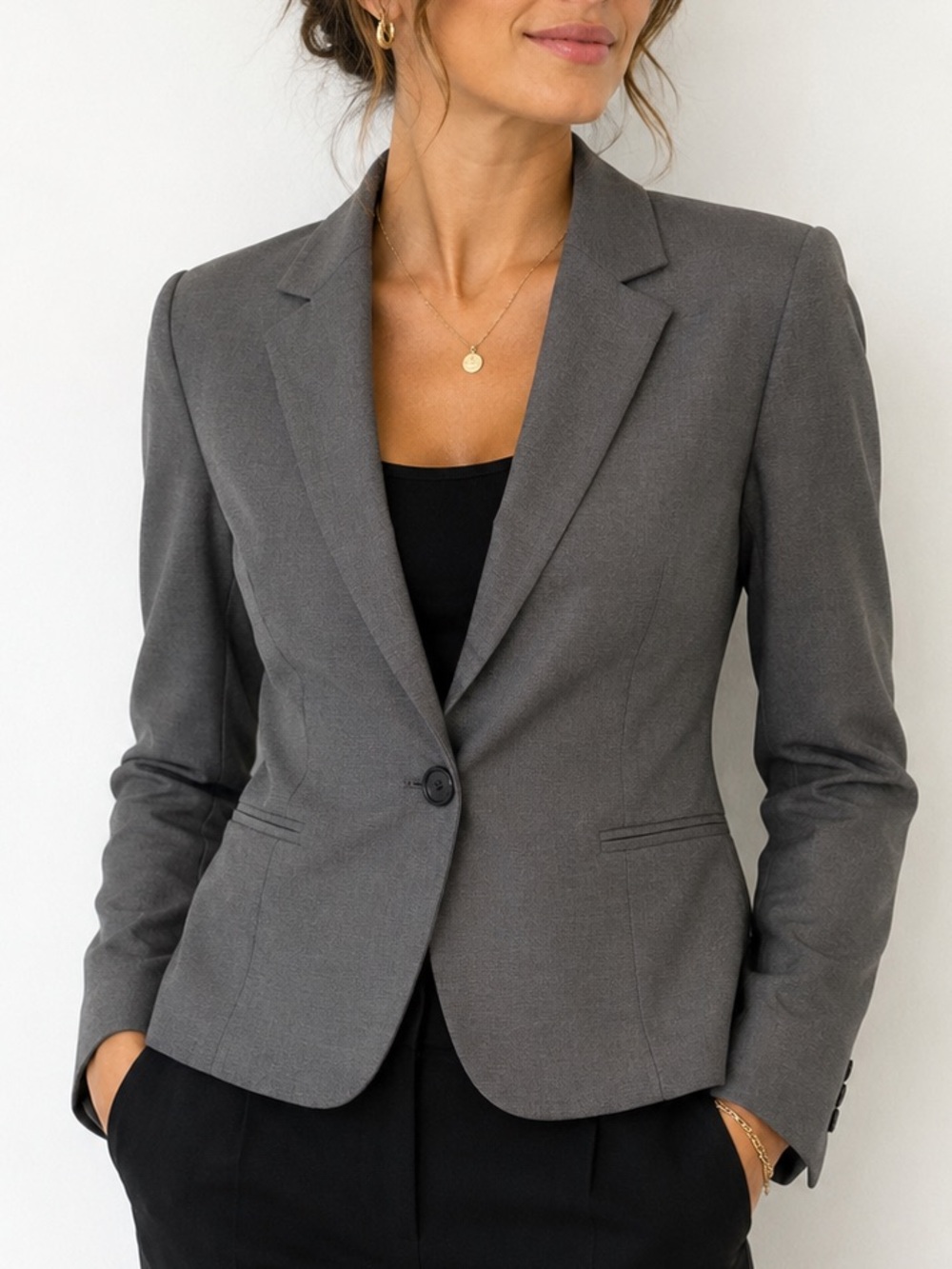 The Limited Collection Gray Blazer Size 2 Fitted Peplum Quiet Luxury Career